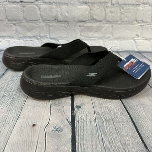 Skechers Women's On The Go 600 Flip Flop Sandals Black #140037 Size:9 - Picture 3 of 8